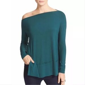 We The Free People Boat Neck Long Sleeve Luna Tunic Tee Top Green Fairycore Boho